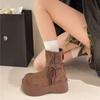 Fashion Retro Platform Heightened Boots Women's 2025 Autumn New Versatile Skinny Booties British Style
