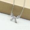 Bow Necklace Women'S Light Luxury Design Simple Micro-Inlaid Pendant Collarbone Chain Necklace