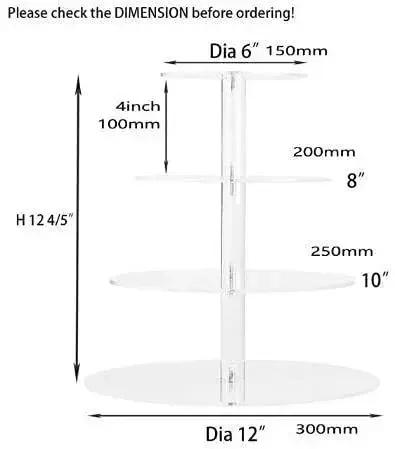 3/4/5/6Tier Acrylic Round Cupcake Stand Clear Birthday Cupcake Stand Holder Dessert Display for Wedding Birthday Christmas Party