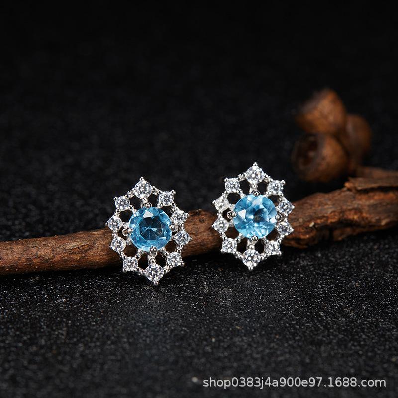 Premium Cooling S925 Sterling Silver Plated 18K Gold Natural Colored Treasure Stud Earrings, Wind Niche Jewelry Does Not Fade