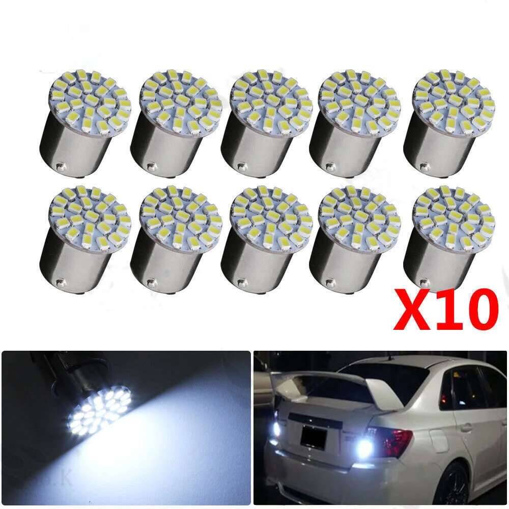10 Pcs 4W White SMD 3014 LED 1156 1157 BA15S BAY15D 12V Car Backup Bulb Marker Turn Lamp Signal Light Parking Lights Bulbs Back Up Lights 1