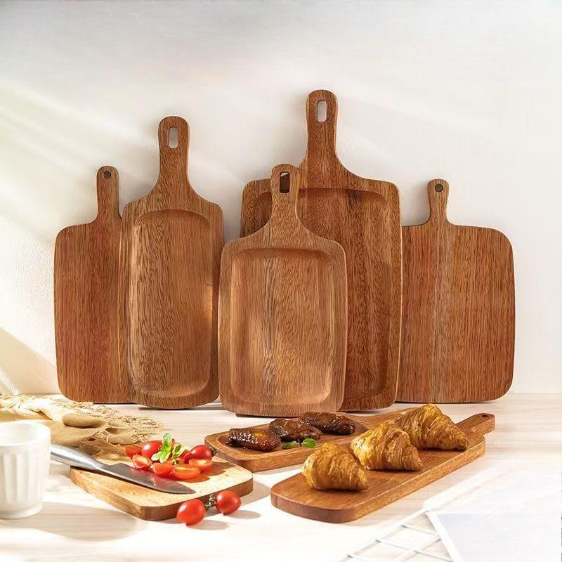 Ebony Wood Steak Tray Rectangular Sushi Board Anti Mold for Western Restaurant Pizza Shop