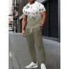 Summer New Men's Short-Sleeved Long Pants Set with 3D Pattern Printing for Street Casual Fashion Soft and Comfortable