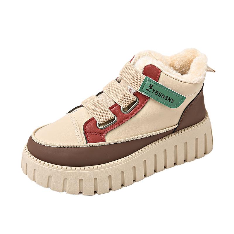 Korean Version Velvet High-top Board Shoes Women's 2025 Winter Student Sports Shoes Warm Casual Shoes Thick Sole Height Increase YB9032