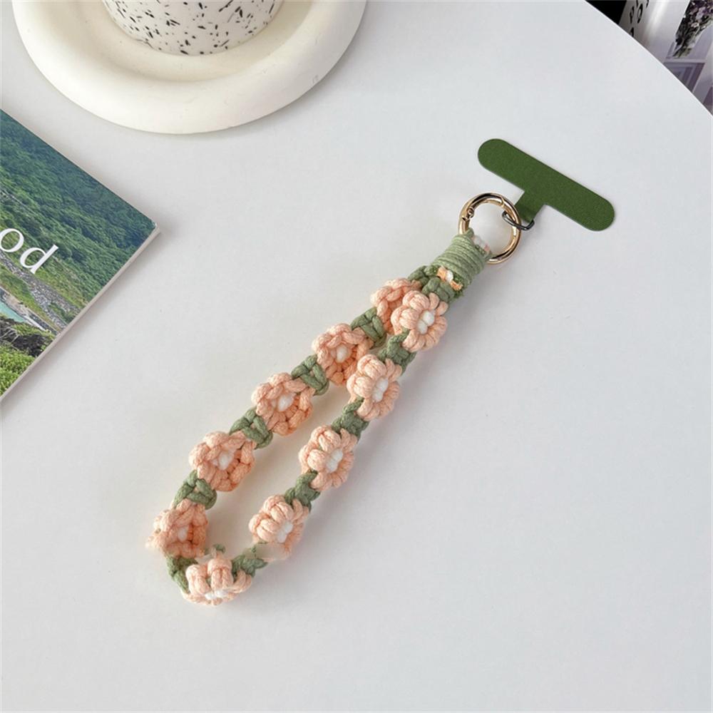 Luxusní Pletený Klíčenka na Zápěstí Květinová Klíčenka Popruh na Klíče Náramek Klíčenka Boho Květinová Sedmikráska Květinová Roztomilý Svatba Dárek
