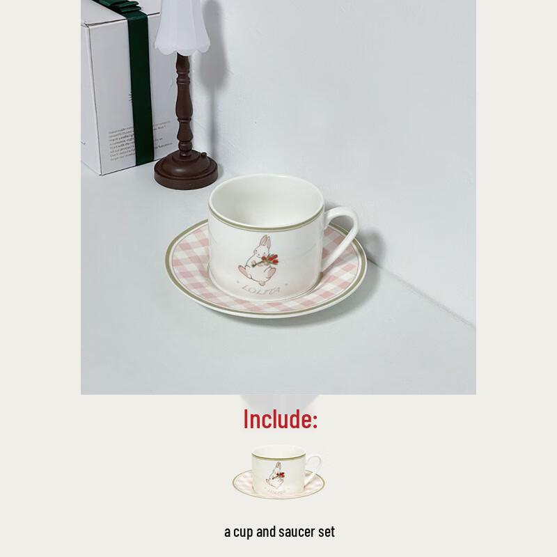Винтажный керамический набор: чашка и блюдце с кроликом