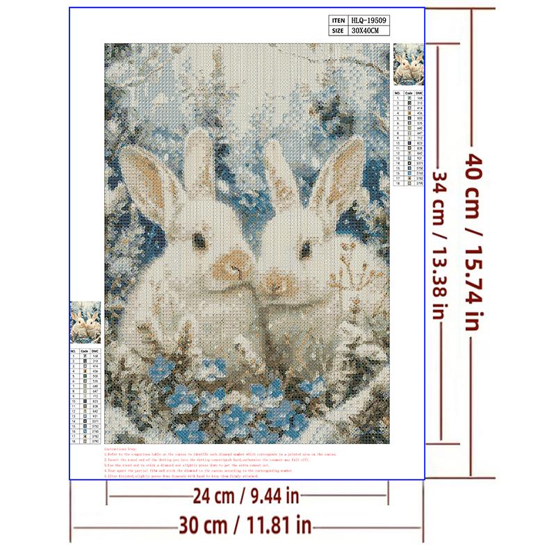5d DIY Diamond Painting Cross Stitch Cute Little Bunny Diamond Embroidery Mosaic Animal Full Round Drill Home Decor