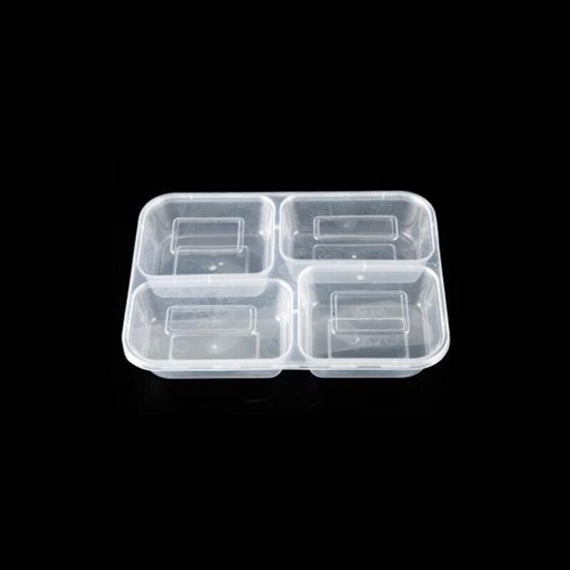 Transparent 4-Compartment Disposable Food Containers