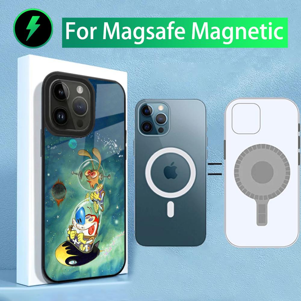 Ren and S-Stimpy Phone Case For iPhone 15,14,13,12,11,Plus,Pro,Max Mini Magsafe Magnetic Wireless Charging
