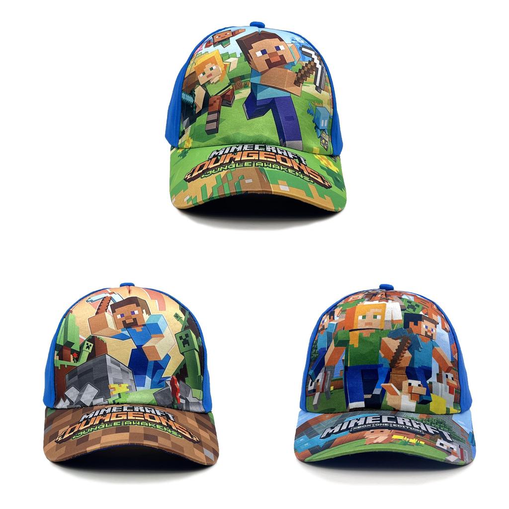 Minecraft Kids Pattern Sun Protection Cap With Round Top For Summer Casual