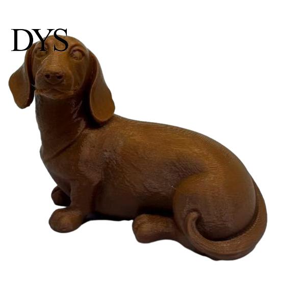 Desk Ornament 3D Printed Dachshund Sculpture, Miniature Dog Figurine, Matte Finish Statue, Artistic Pet Memorial Gift Statue темно-коричневого