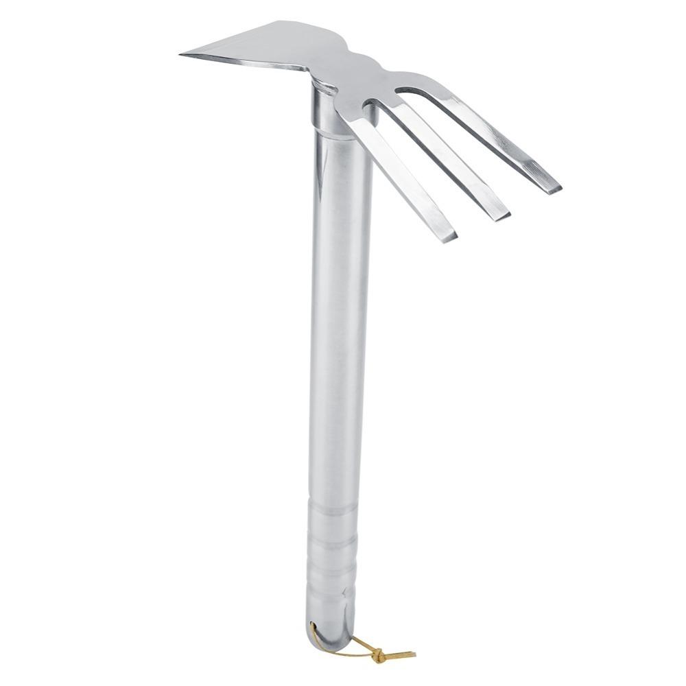 Silver Short Claw Rake Stainless Steel Garden Cultivator Practical Hand Tiller