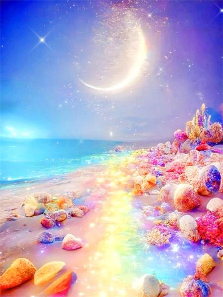 Kolekcja Diamond Painting 2023 Nadmorski Księżycowy Krajobraz 5d Haft DIY Mozaika Fantazyjny Krajobraz Plaży Dekoracja Domu