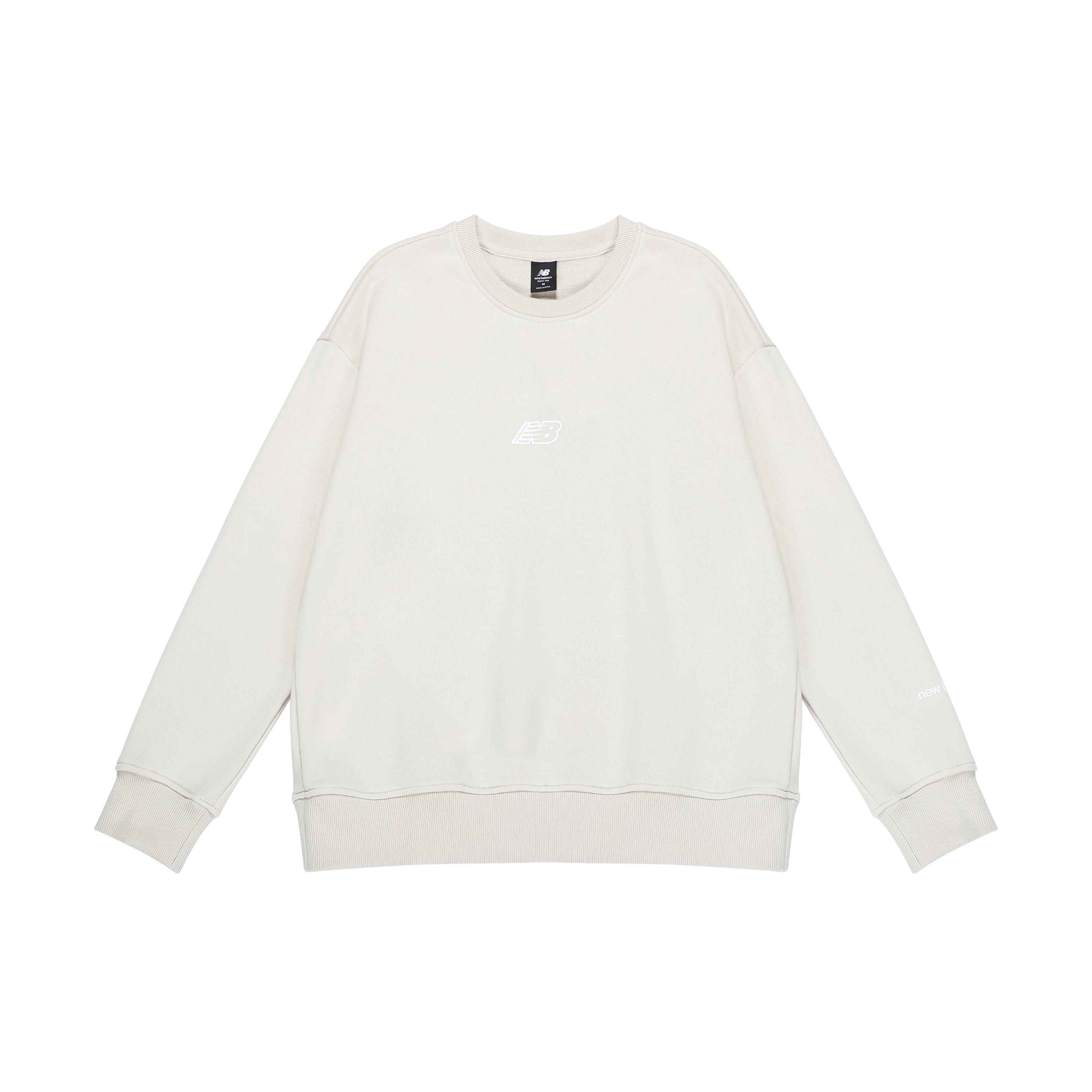 (WMNS) New Balance Logo Print Fleece Sweatshirt Asia Sizing  Beige White  Women s AWT23514-MBM S