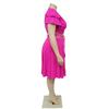 Comfortable Casual Flounce Sleeve Tie Waist Short Skirt Set with Pockets V Neck Plus Size Outfit