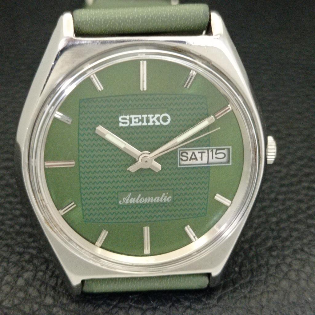 AUTOMATIC 6309A VINTAGE SEIKO JAPAN MENS GREEN COLOR DIAL WATCH A701559-5 R206b-a701559