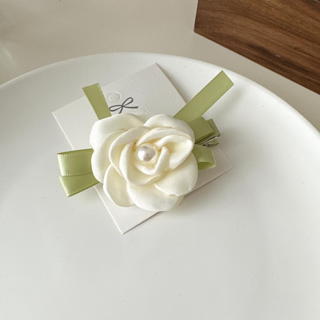 Beautiful Camellia Flower Hair Clips Elegant Cloth Art Flower Metal Alligator Clip Woman's Hair Accessories