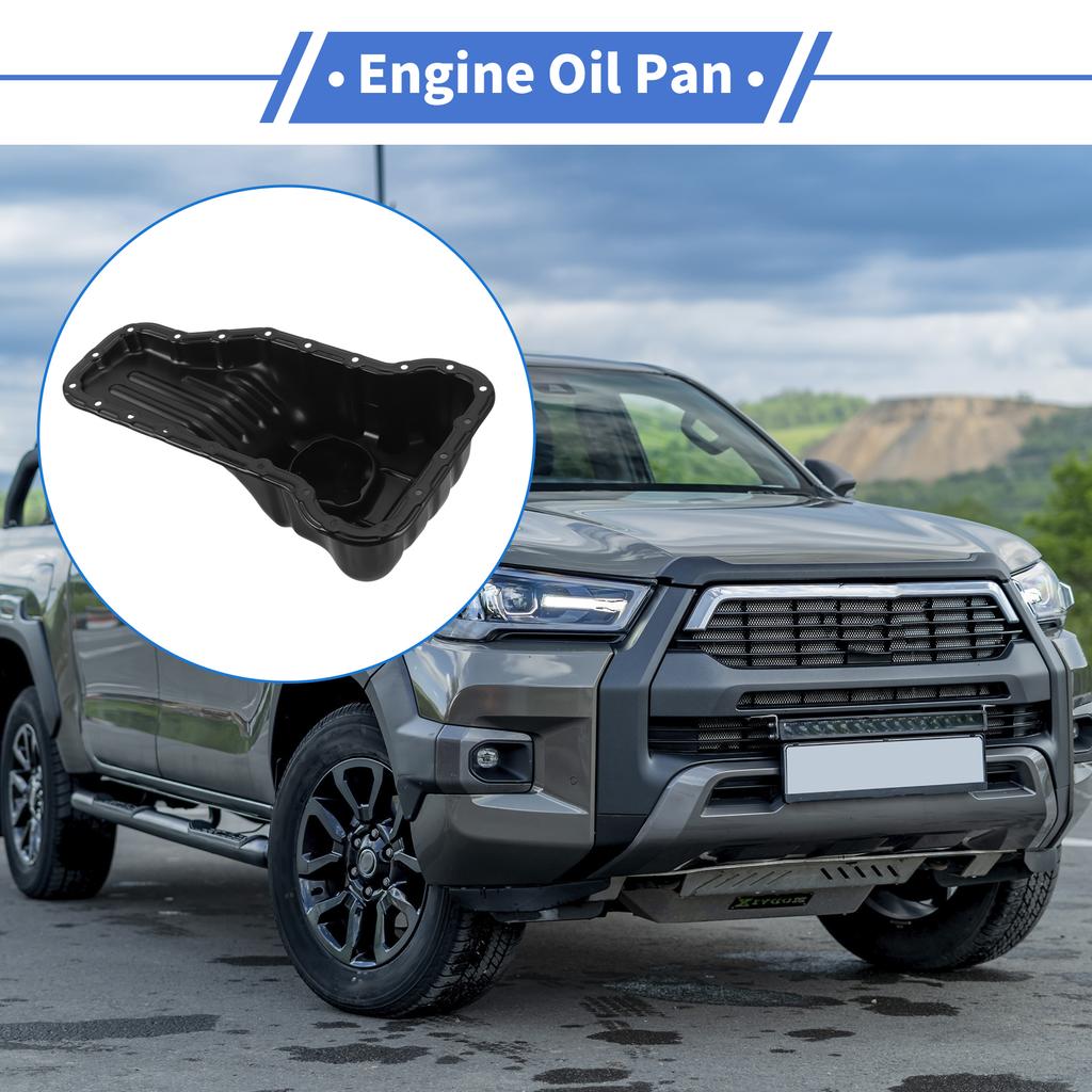 X Autohaux 1 Pc No.121020C020 Engine Oil Pan for Toyota Hilux 2015 Steel Black