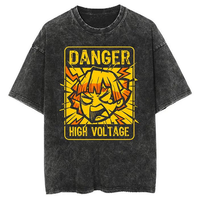 

Anime Demon Slayer Zenitsu Graphic T Shirt Men Women Short Sleeve Clothing Oversized Tshirt Washed Cotton Tee Harajuku T-shirt XXL чёрный