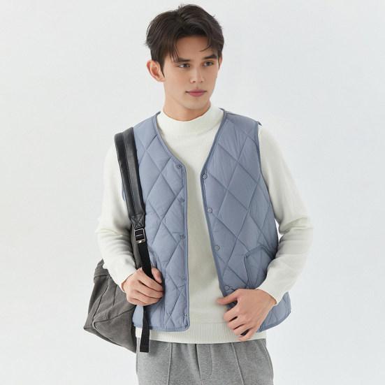 Men Winter Waistcoat No Collar Single Breasted Solid Color Waistcoat with Pockets Thickened Velvet Lining Vest Coat