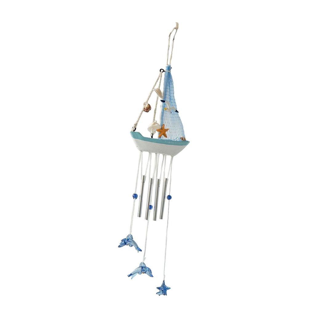Sailboat Wind Chime Unique Creative Gardening Gift Beach Art Nautical Decor Hanging Pendant Wind Bell for Indoor Window Porch