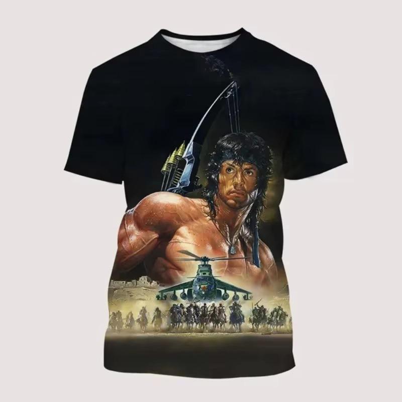 Rambo First Blood Movie 3D Print T-Shirts Men Women Casual Streetwear Oversized Short Sleeve T Shirt Male Tees Tops Man Clothing