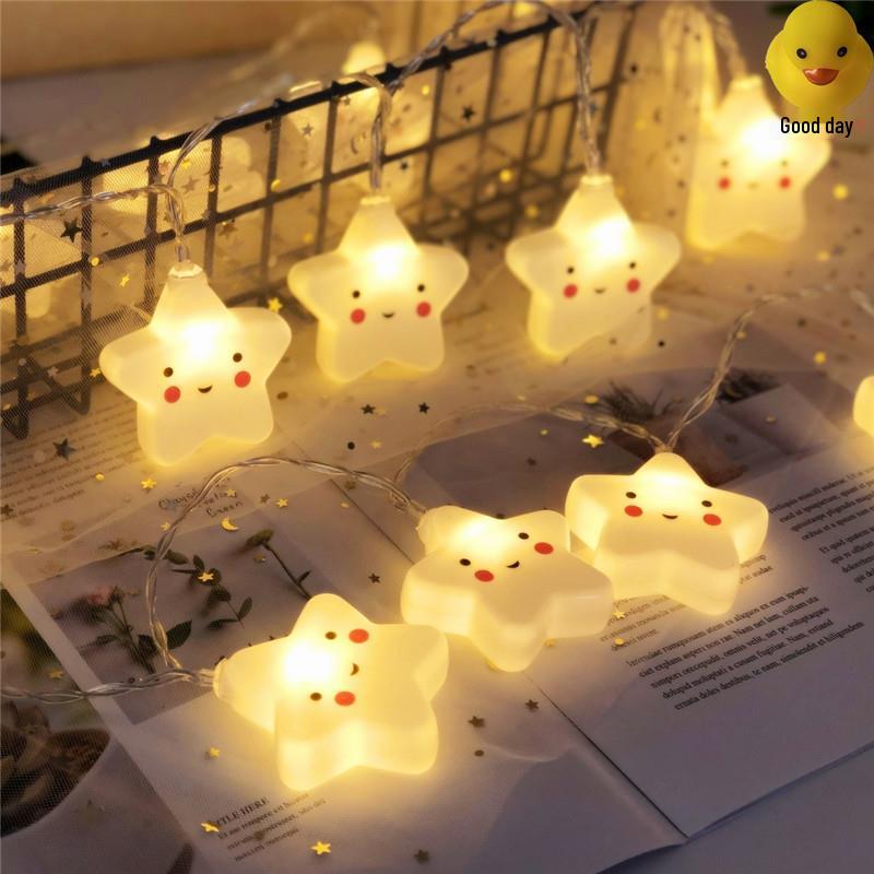 LED Smiling Star Cloud String Lights for Kids' Bedroom & Tent Decoration