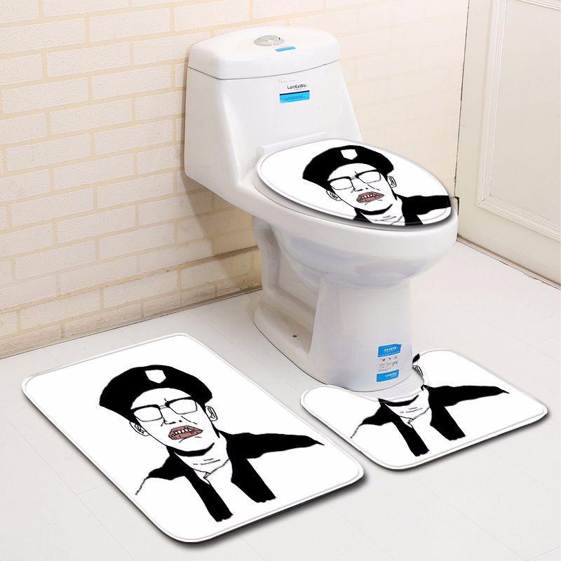 3D Character Bathroom Toilet Three-Piece Floor Mat Doormat Bathroom Carpet