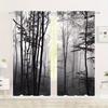 2pcs Gothic Black Forest Curtains Gloomy Dark Forest Foggy Mysterious Black Tree Forest Blackout Rod Pocket Window Treatments