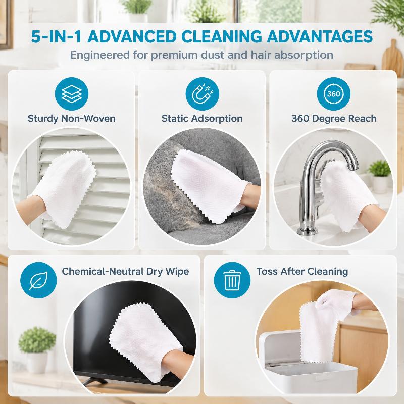10Pcs Dust Gloves - Suitable For Both Wet And Dry Use, Easy To Wipe And Dust, Ideal For Kitchen Home Cleaning