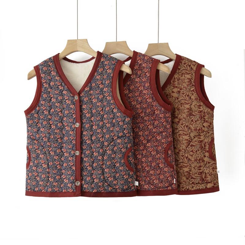 YUZHAOLIN Women's Mid-Aged & Elderly Thickened Velvet-Lined Cotton Vest