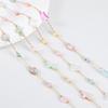 1Meter Stainless Steel Natural Shell Chains Colorful Heart Round Beaded Chains for DIY Necklace Bracelet Jewelry Making Supplies