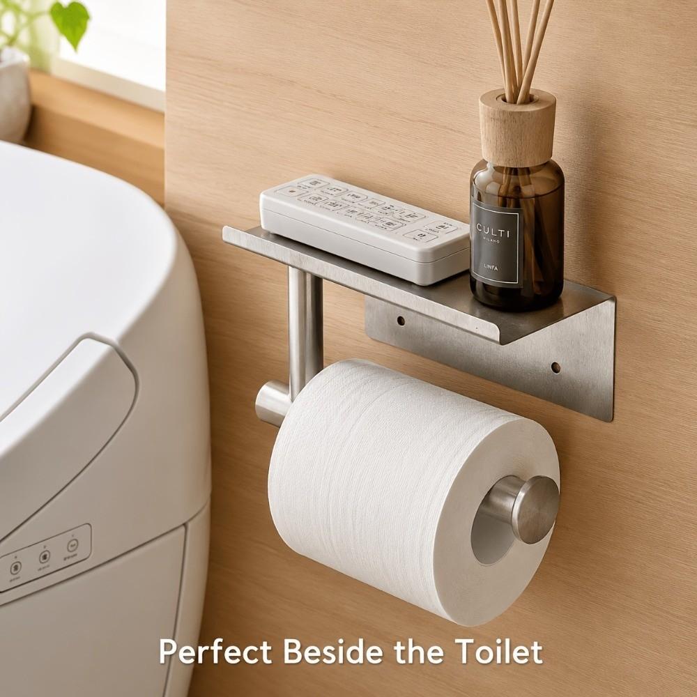 Wall Mounted Stainless Steel Toilet Paper Holder Self-Adhesive Paper Towels Holder  Indoor Use