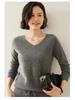 Women's V-Neck Cashmere Sweater - Slim Fit, Hollow Knit Pullover for Autumn/Winter