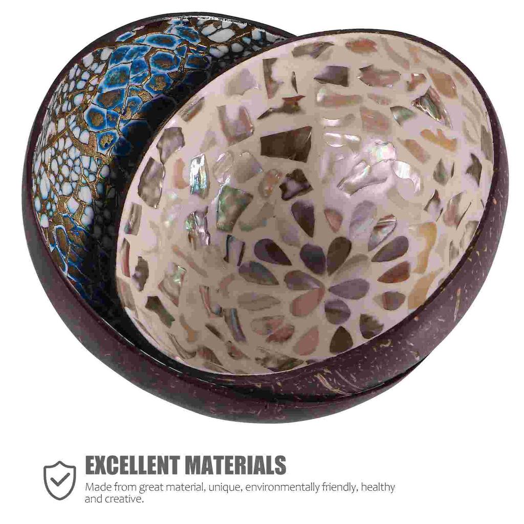 2 Pcs Coconut Shell Bowl Candy Containers Home Key Desktop Adorn Storage Ornament Salad Decoration Wooden