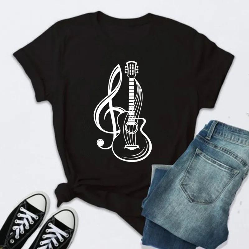 New Unisex T Shirt Music Note Printed Tshirt Female Summer Casual Short Sleeve Oneck Tshirt Tops Tops for Unisex Tops