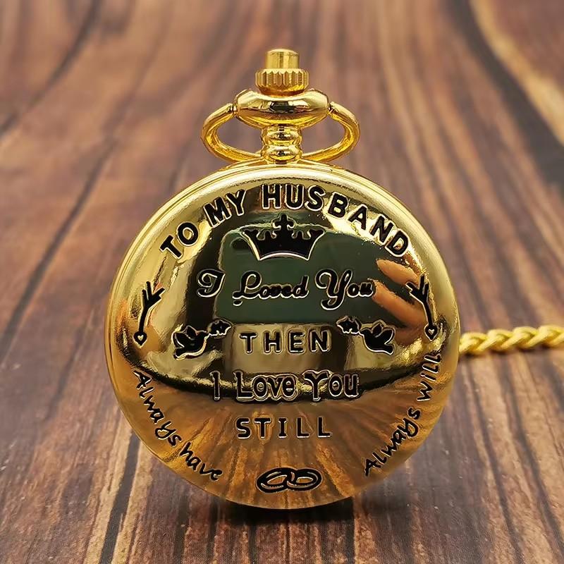

New Arrival Antique Gold Quartz Pocket Watch TO MY HUSBAND Men Watch Love Best Gifts Men Husband золотой