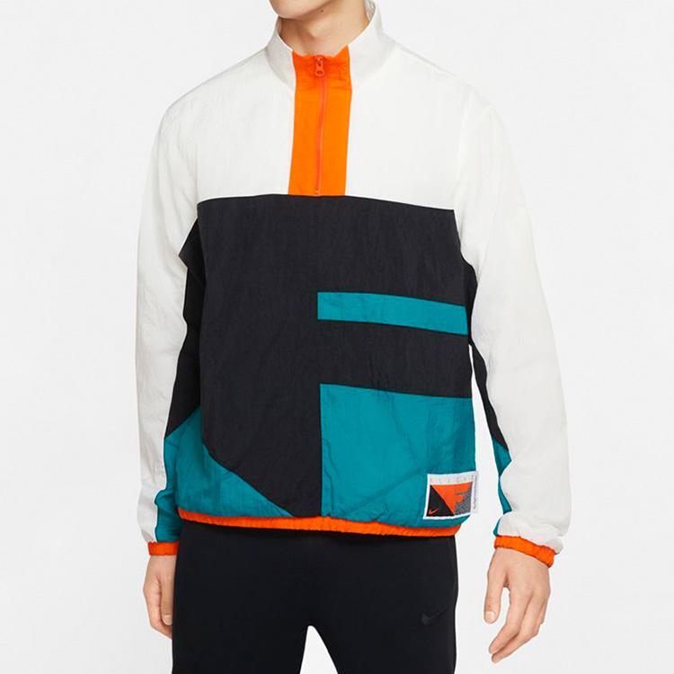 Nike Flight Jacket Half-Zip Pullover Color-Block Men Jacket White Green Black CN8509-013