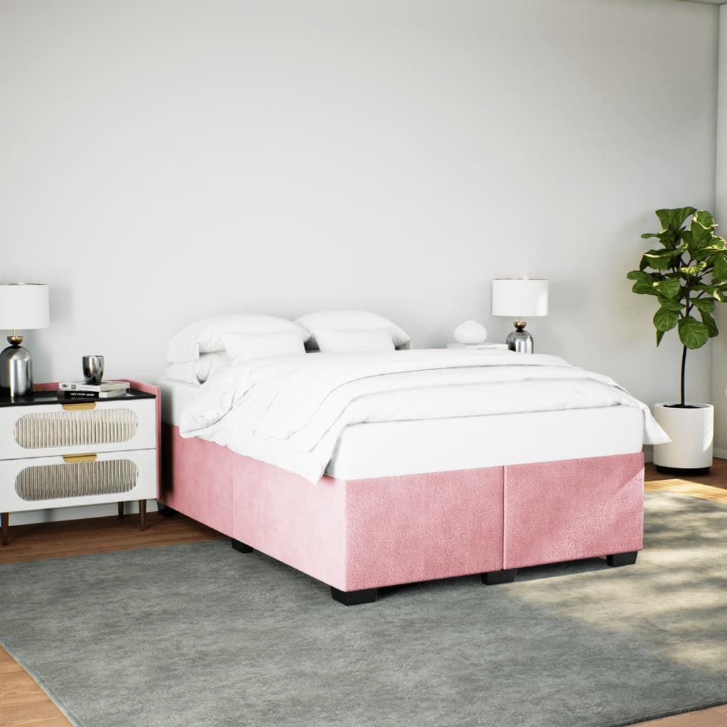 Pink Bed Frame 140 x 190 cm Velvet