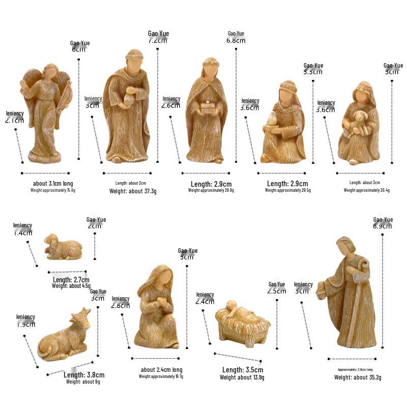 

Nativity Manger Set: 10-Piece Christmas Decor 23.5*15.5*6CM, Box