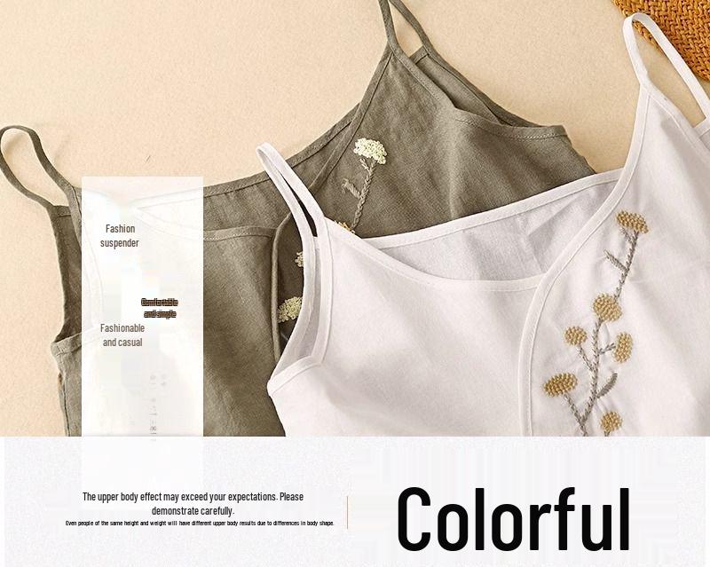Damen Ethnische Bestickte Baumwoll-Leinen West Camisole