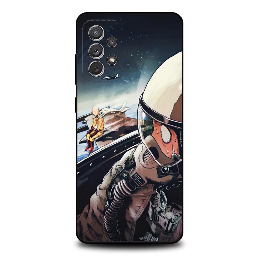 One Cartoon Punchs Man Phone Case For Samsung S25,S24,S21,S22,S23,S30,Ultra,S20,Plus,Fe,Lite,Note,10,9,5G Black Cover