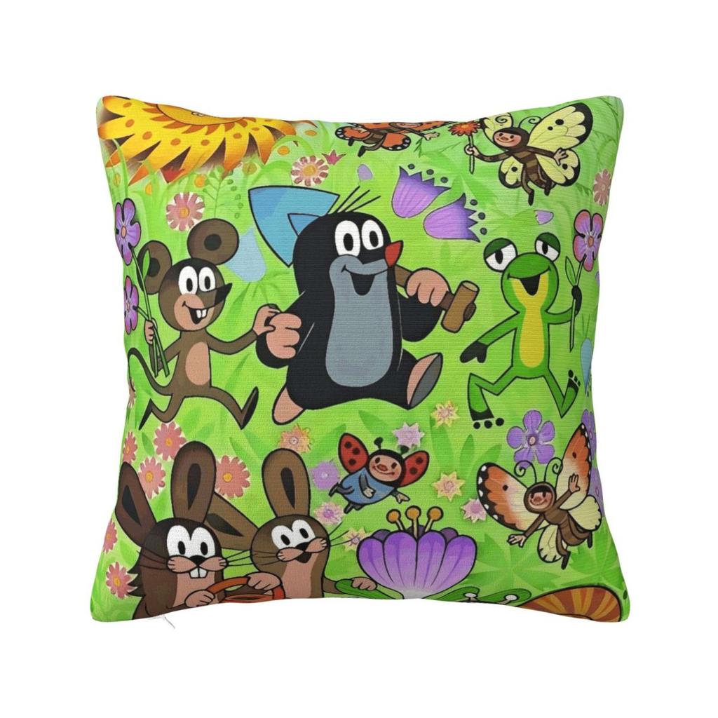 Pillow Cover Classic Cartoon Little Mole Print Printed Cushion Cover Kawaii Pillow Case For Wedding Party Home Decor Pillowcases