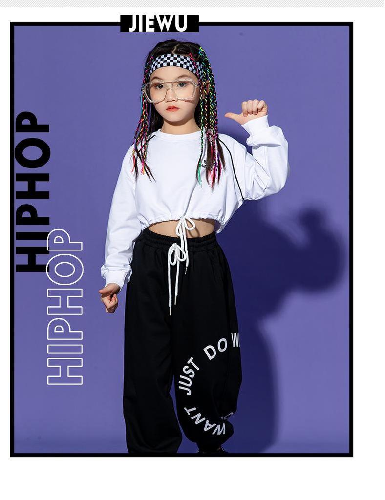 Kids' Hip Hop Dance Outfits: Boys & Girls Spring/Autumn Performance Wear with Crop Tops and Sweatpants