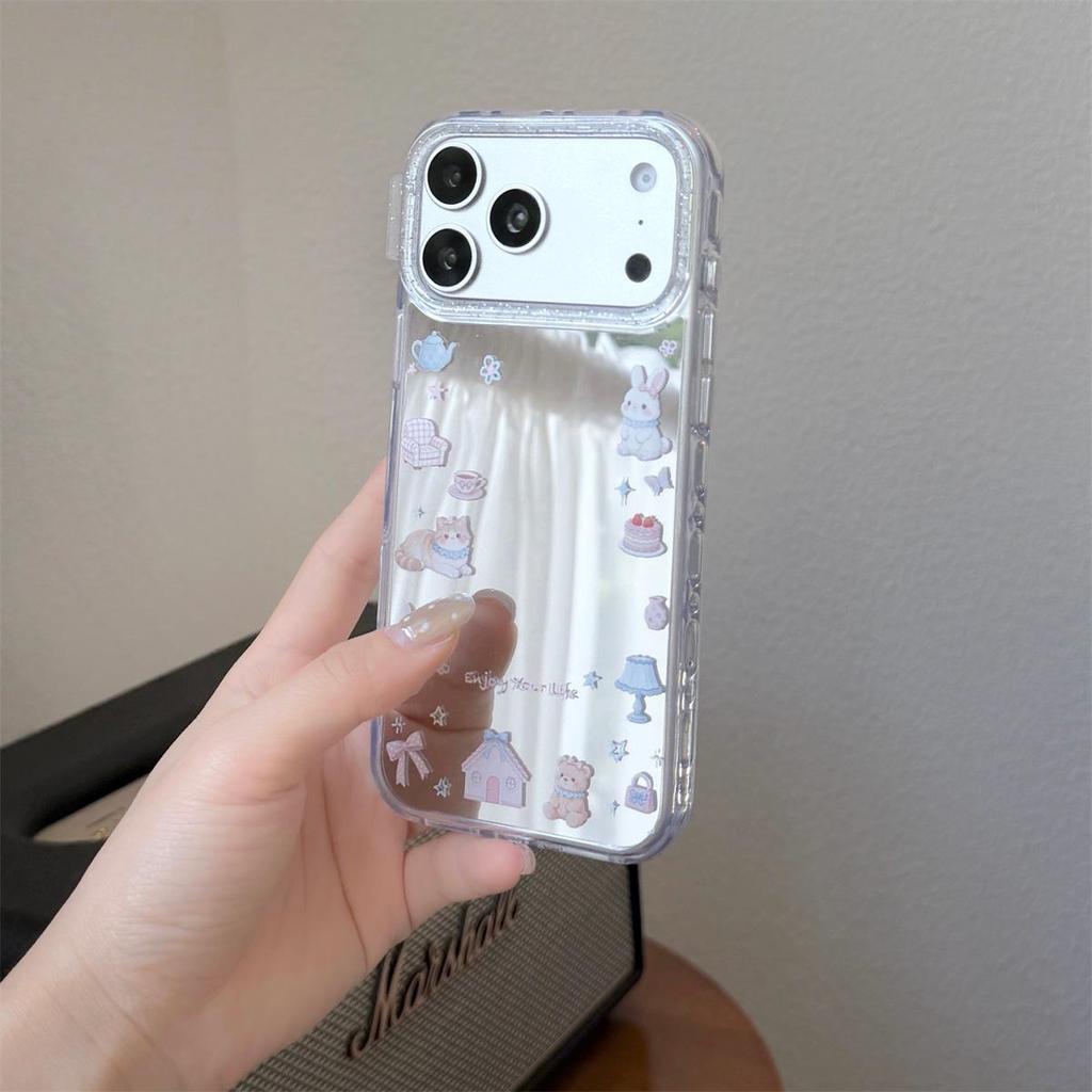 Small Rabbit Cartoon Mirror iPhone 14/13/12 Pro Max Anti-Fall Case