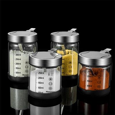 1 Stück Gewürze Glas Gewürzglas mit Löffel Zuckerdose Salzstreuer Gewürzbehälter Küchenzubehör Aufbewahrungsset Gewürzboxen