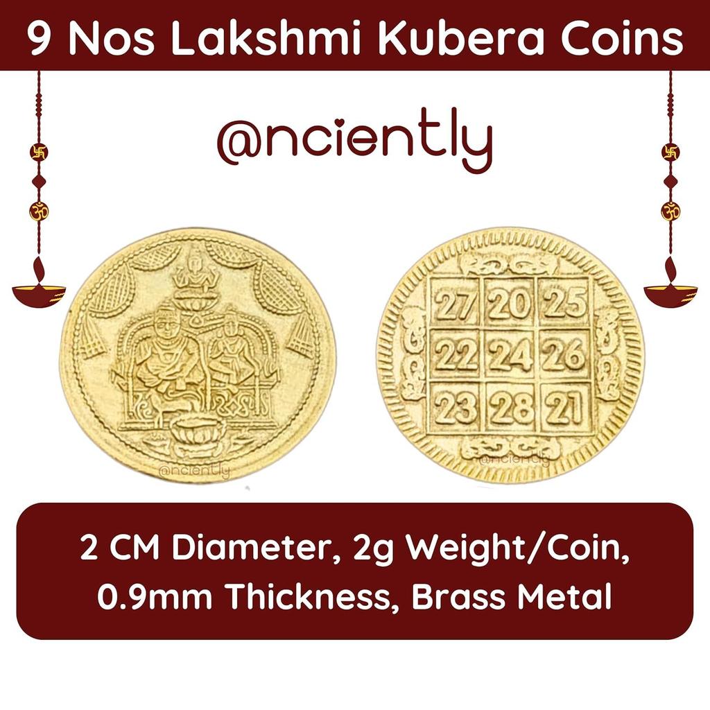 Lakshmi Kubera Brass Pooja Coins Set – Sacred Wealth & Prosperity Collection