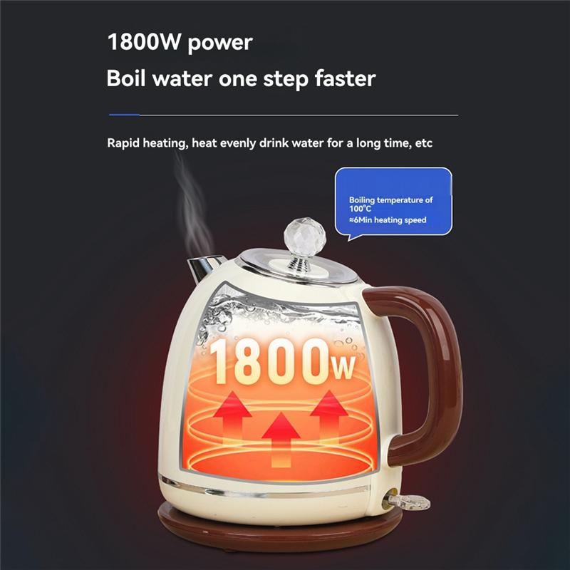 

Promotion!220V Portable Electric Kettle 1.7L Electric Tea Kettle 304 Stainless Steel Liner Automatic Power-Off Kettle EU Plug NONE бежевий