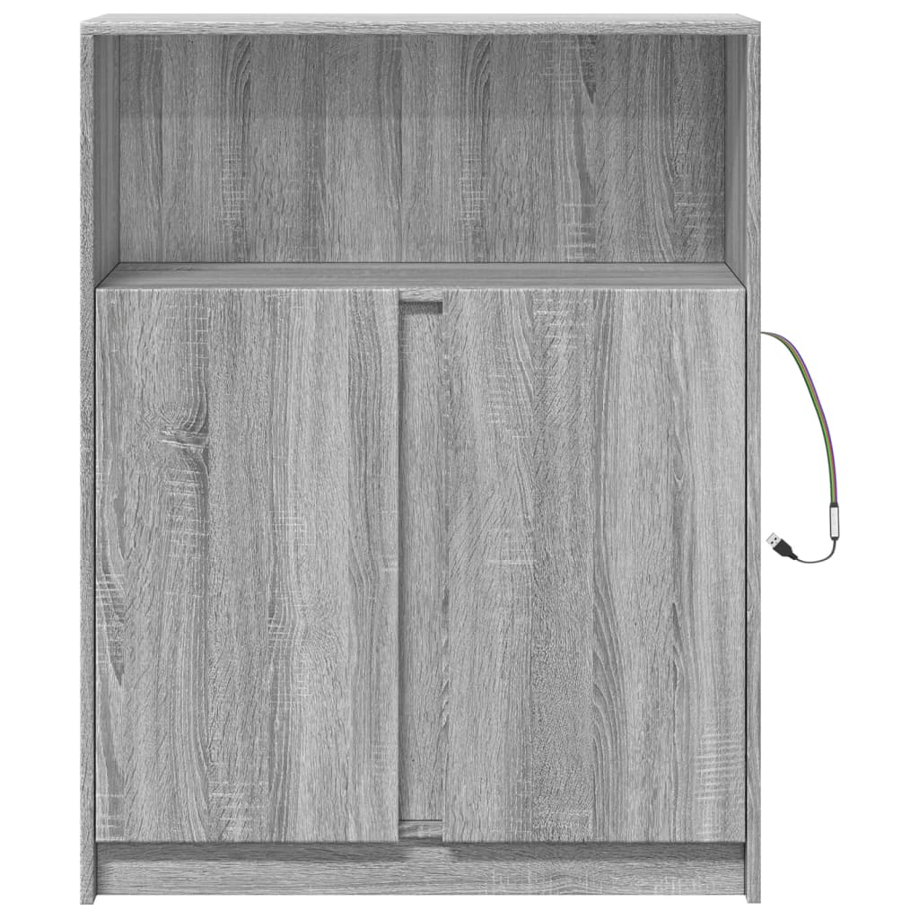 LED Sideboard Gray Sonoma 77 x 34 x 100 cm Engineered Wood