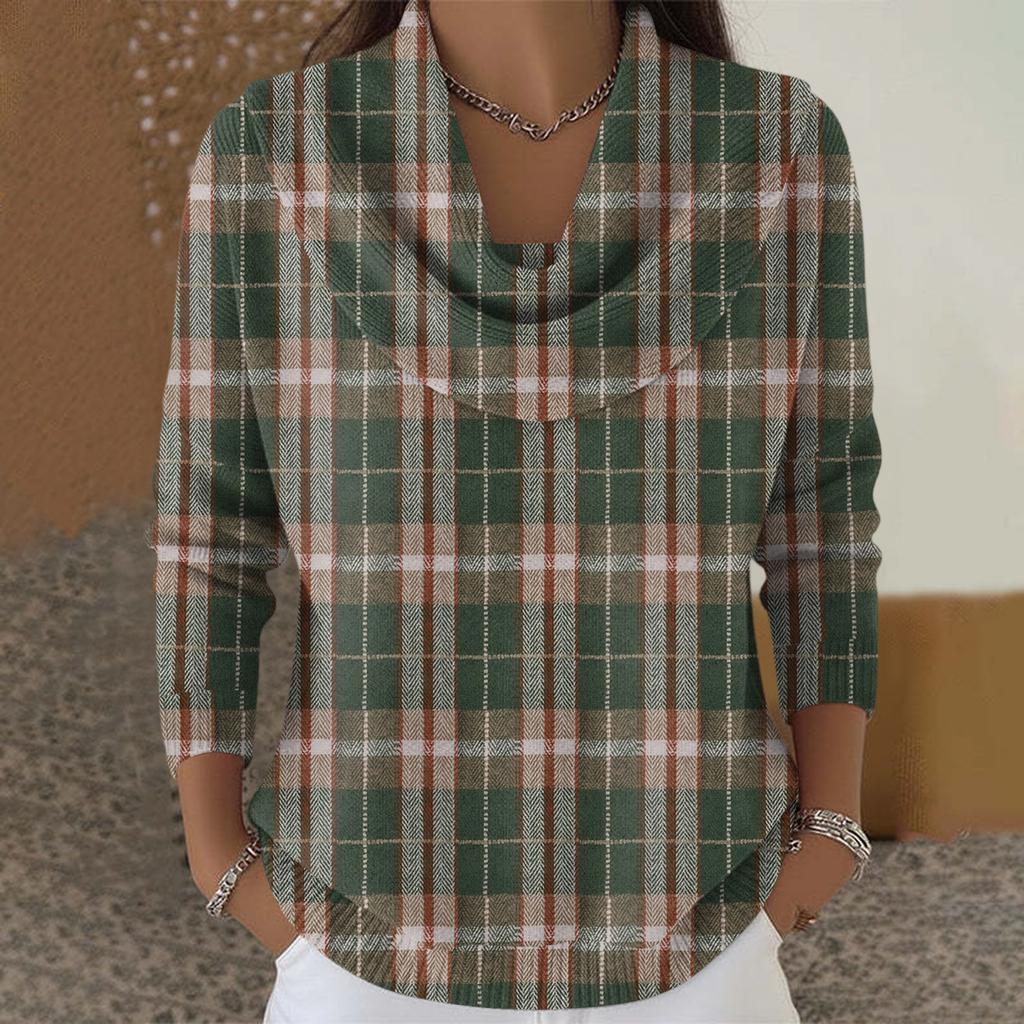 Women's Casual And Fashionable Round Neck Long Sleeved Printed Top Sweater